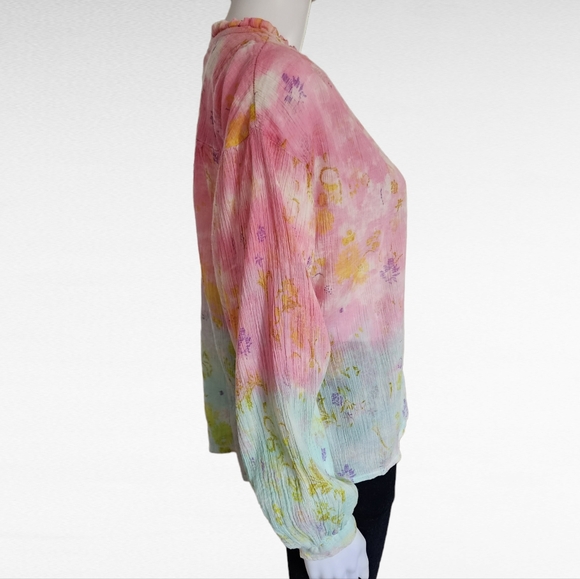 Anthropologie Pilcro Tavi Tie Dye Floral Gauze Blouse Size Small - Picture 6 of 12